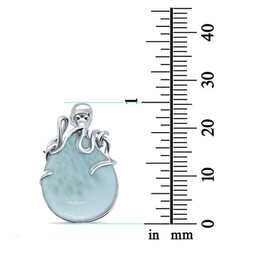 Oval Larimar CZ 925 Sterling Silver Charm Pendant